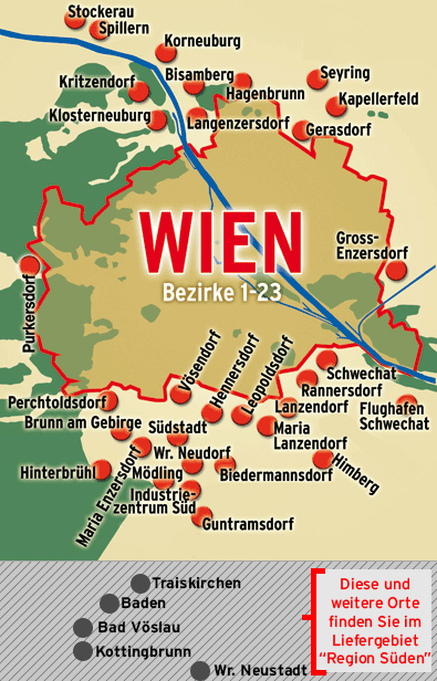 Liefergebiet Wien und Umgebung