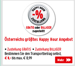 Österreichs größtes Happy Hour Angobot - 37 Lieferzeiten wöchentlich zur Auswahl - link öffnet neues Fenster