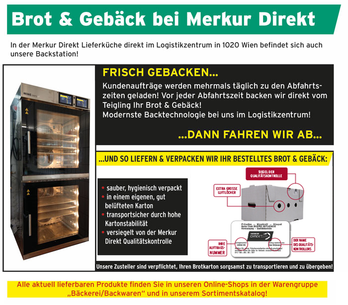 Brot und Gebäck bei Merkur Direkt, so liefern wir Ihr bestelltes Brot und Gebäck!